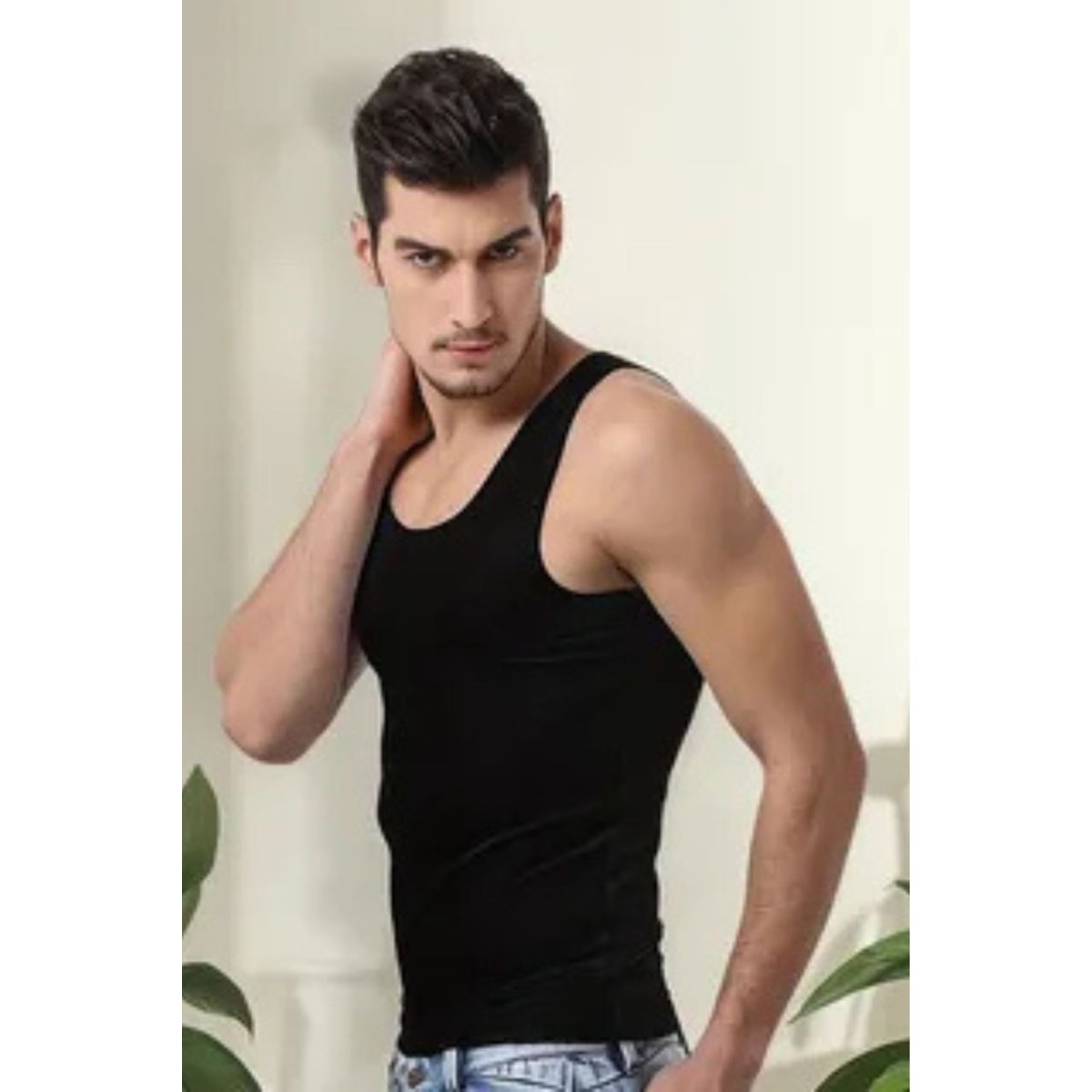 LOOK SHOP - Camiseta Sin Manga Algodón, Negra, Gris Blanco. Adulto 045