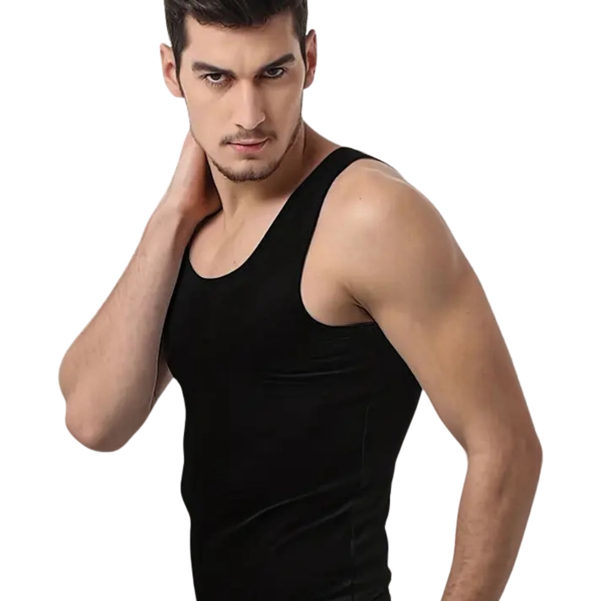 LOOK SHOP - Camiseta Sin Manga Algodón, Negra, Gris, Blanco. Adulto 045