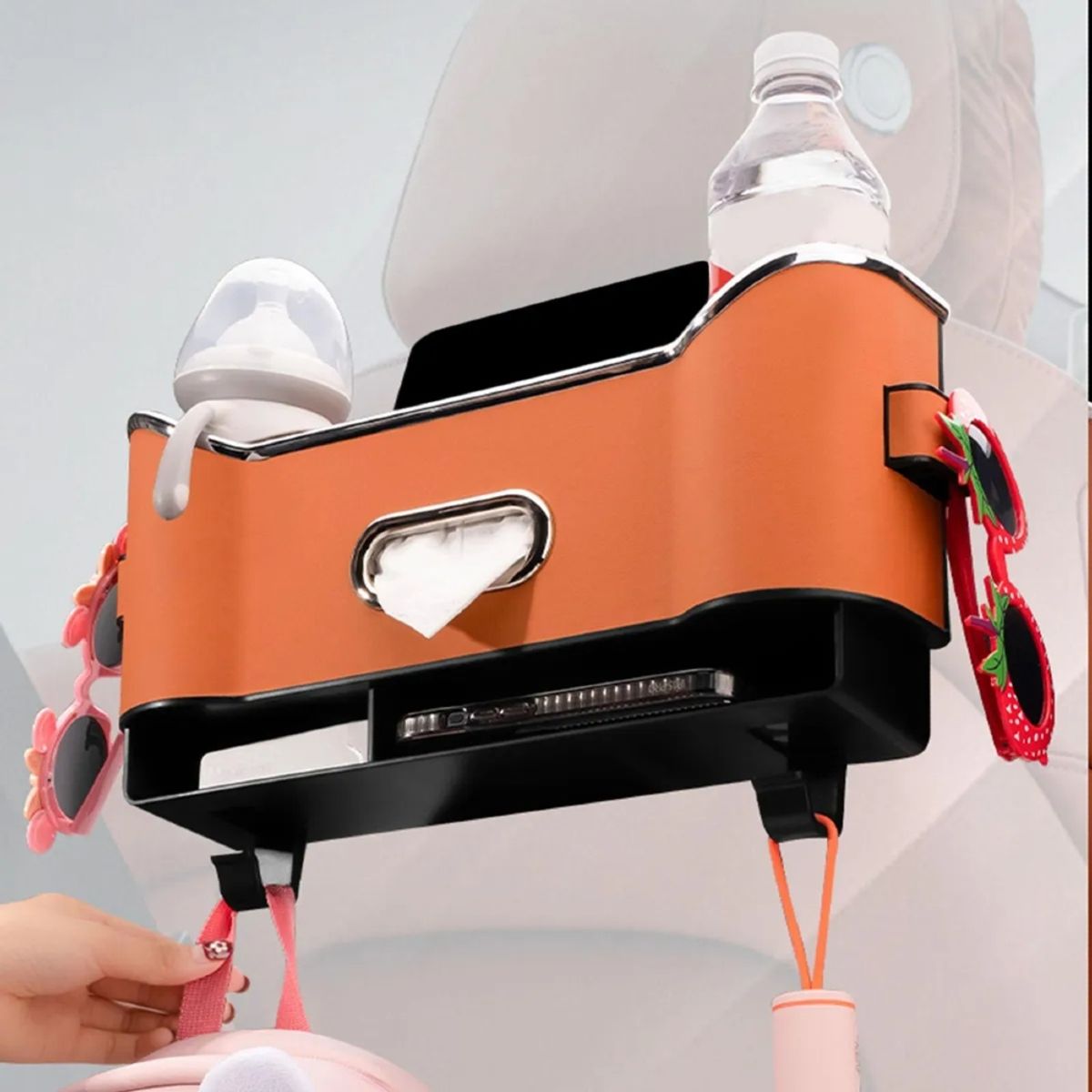 IRM - Organizador De Cuero Para Asiento Auto Lujo Porta Tablet Panuelos Accesorios Trasero FIGOIMPORT