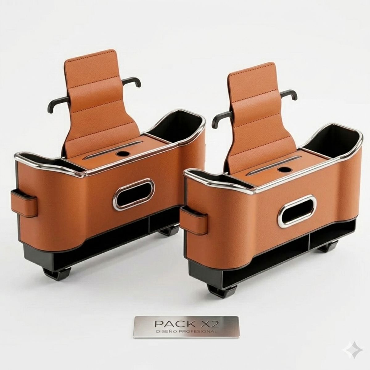 IRM - Organizadores Cuero Set 2 Para Asiento Auto Lujo Porta Tablet Panuelos Accesorios FIGOIMPORT