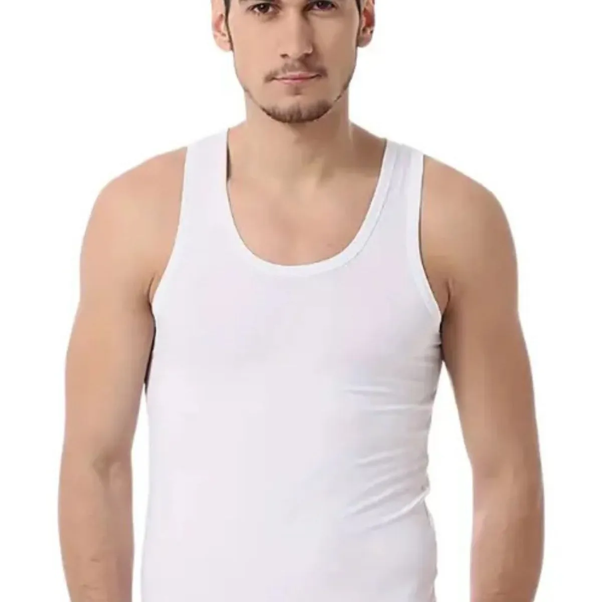 LOOK SHOP - Pack 3 Camisetas Algodón Sin Manga , Negra, Gris Blanco. 045