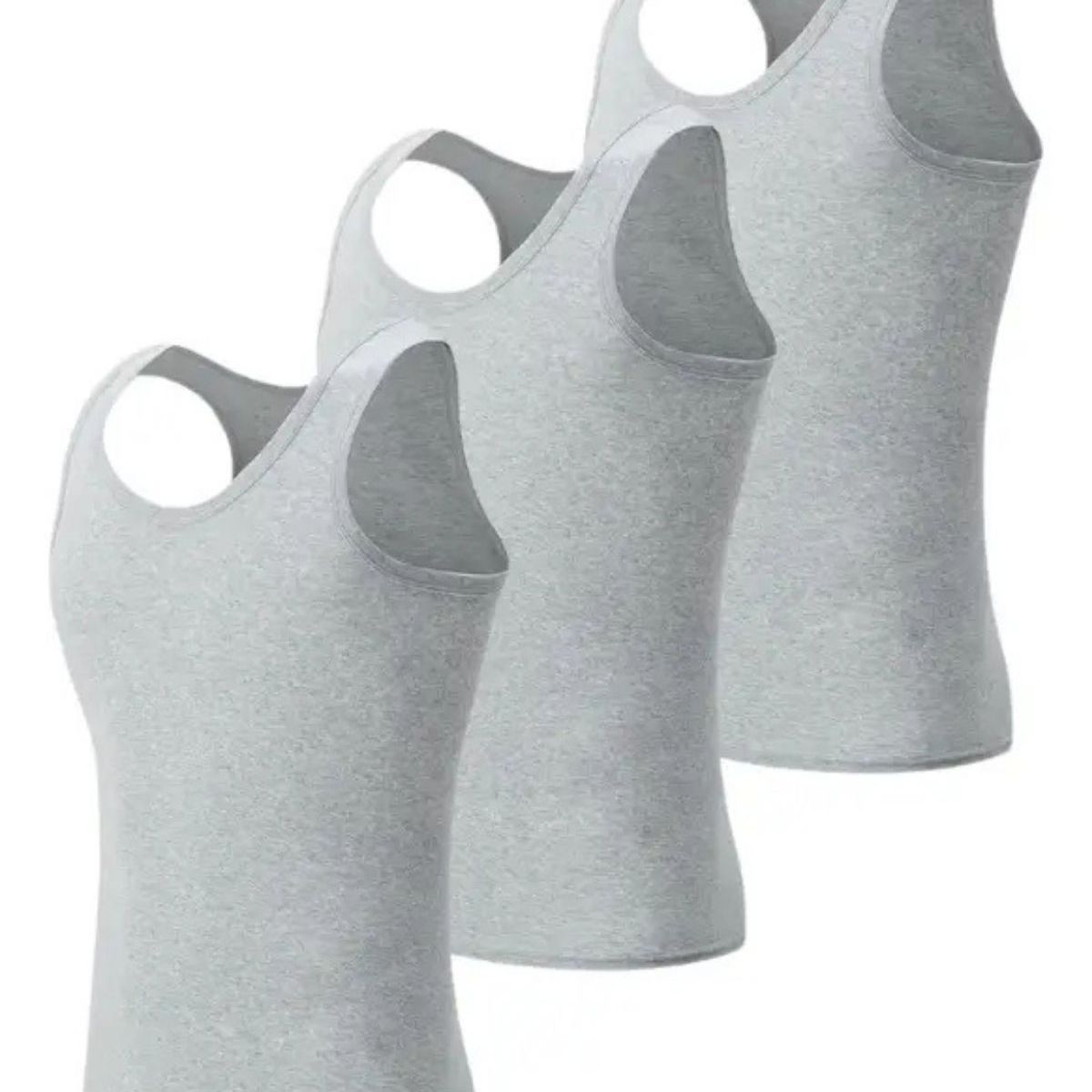LOOK SHOP - Pack 3 Camisetas Algodón Sin Manga , Negra, Gris Blanco. 045