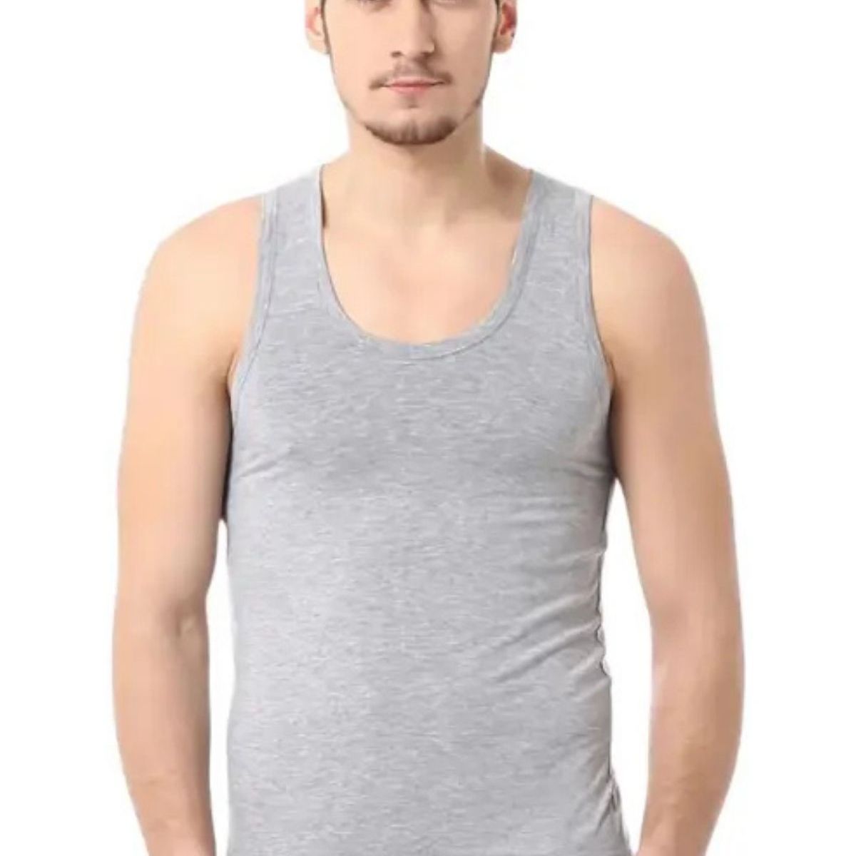 LOOK SHOP - Pack 3 Camisetas Algodón Sin Manga , Negra, Gris Blanco. 045