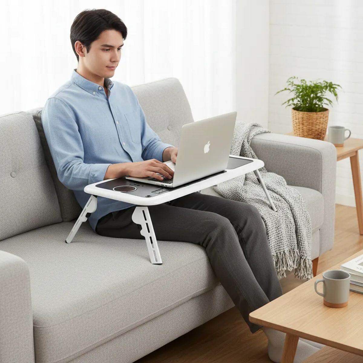 IRM - Soporte Laptop Cama E-Table Ajustable Con Ventilacion Ventilador Usb Mesa Portatil FIGOIMPORT