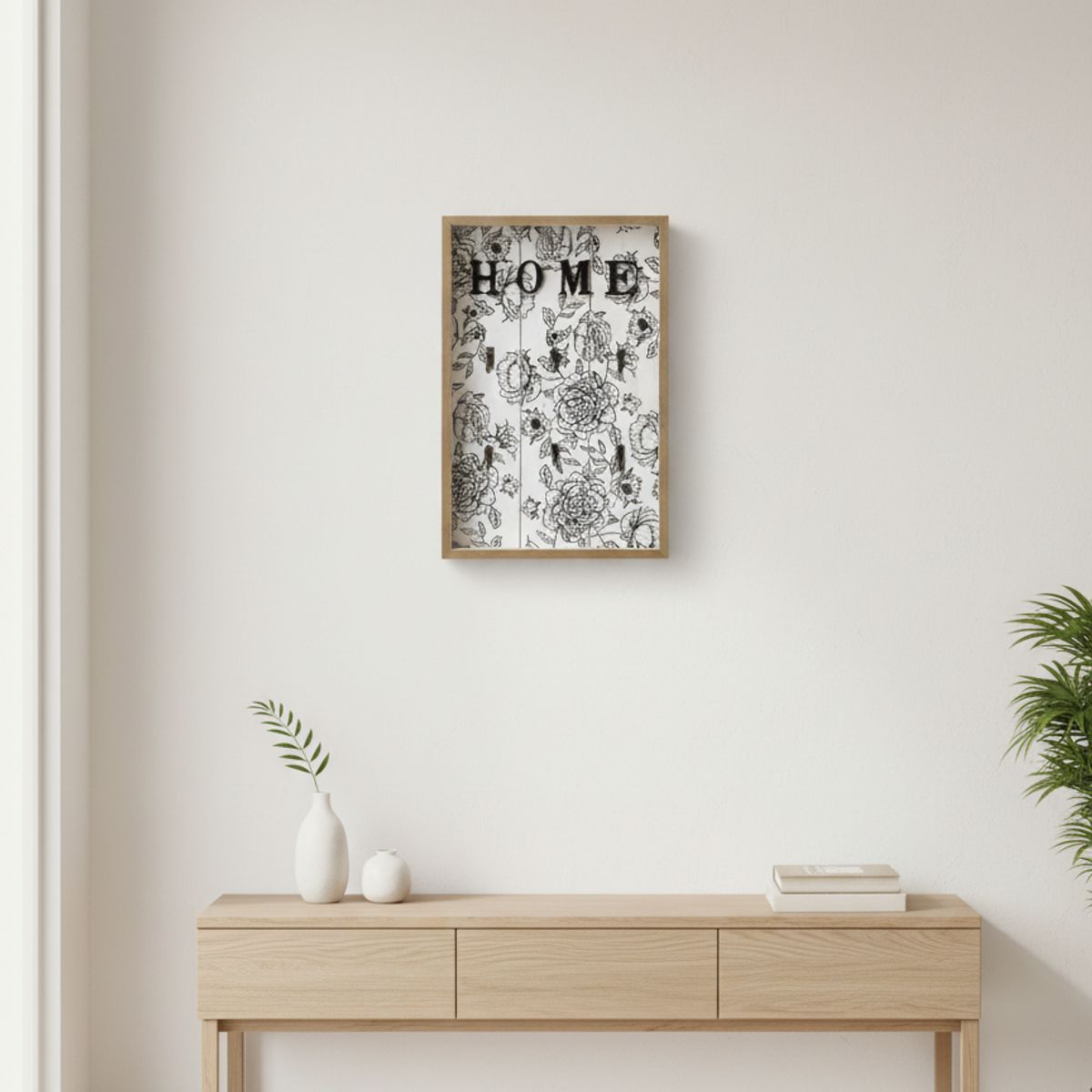 GENERICO - Porta Llaves Home Blanco Decorativo Con 6 Ganchos
