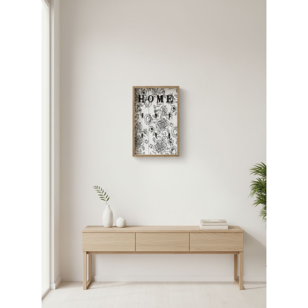 GENERICO - Porta Llaves Home Blanco Decorativo Con 6 Ganchos