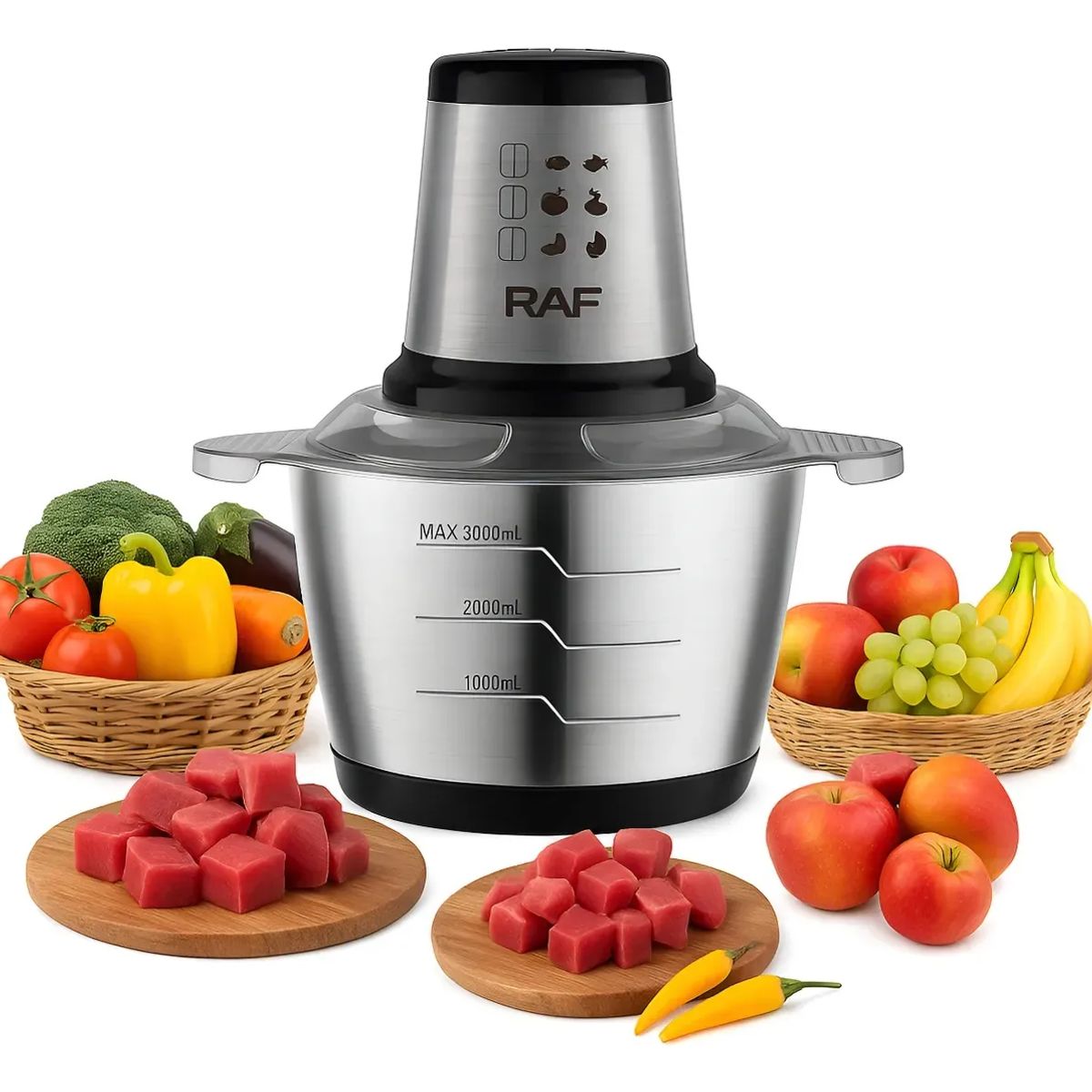 GENERICO - Procesador De Alimentos Raf 7031 1000w Plateado 3L