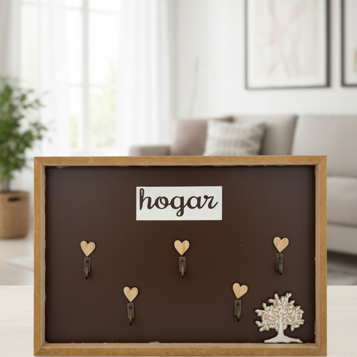GENERICO - Porta Llaves Marron Decorativo De 6 Ganchos