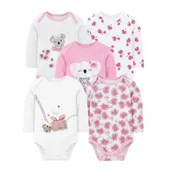 TEDMIMAK - Bodys manga larga algodon pack 5 unidades koala niña