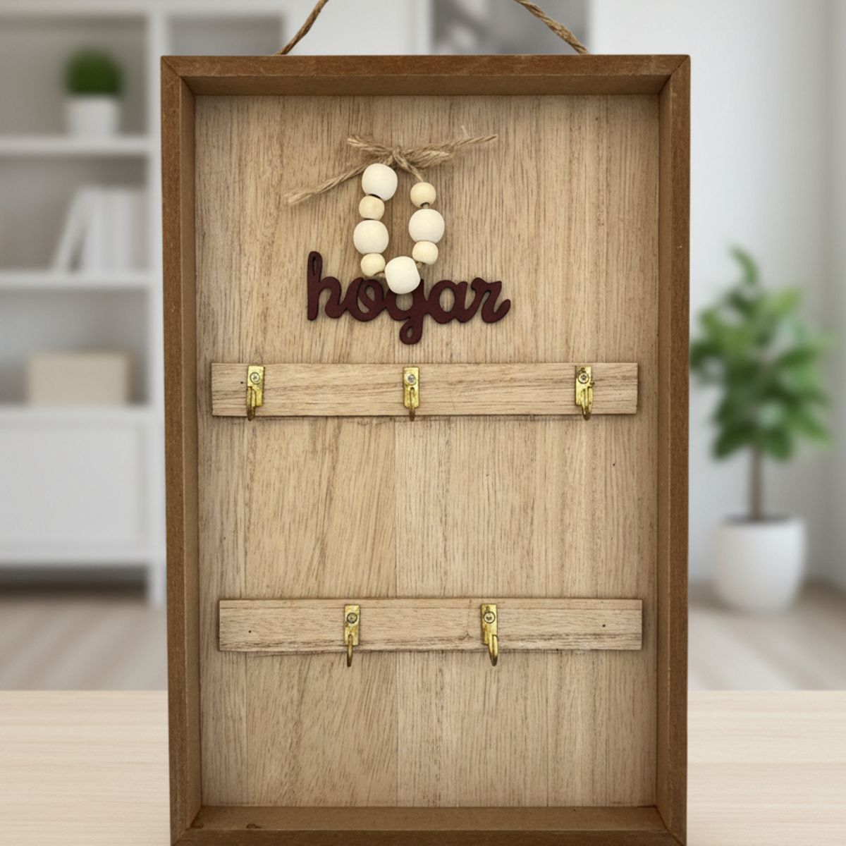 GENERICO - Porta Llave Decorativo De Madera Con 6 Ganchos para Pared