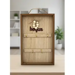 GENERICO - Porta Llave Decorativo De Madera Con 6 Ganchos para Pared