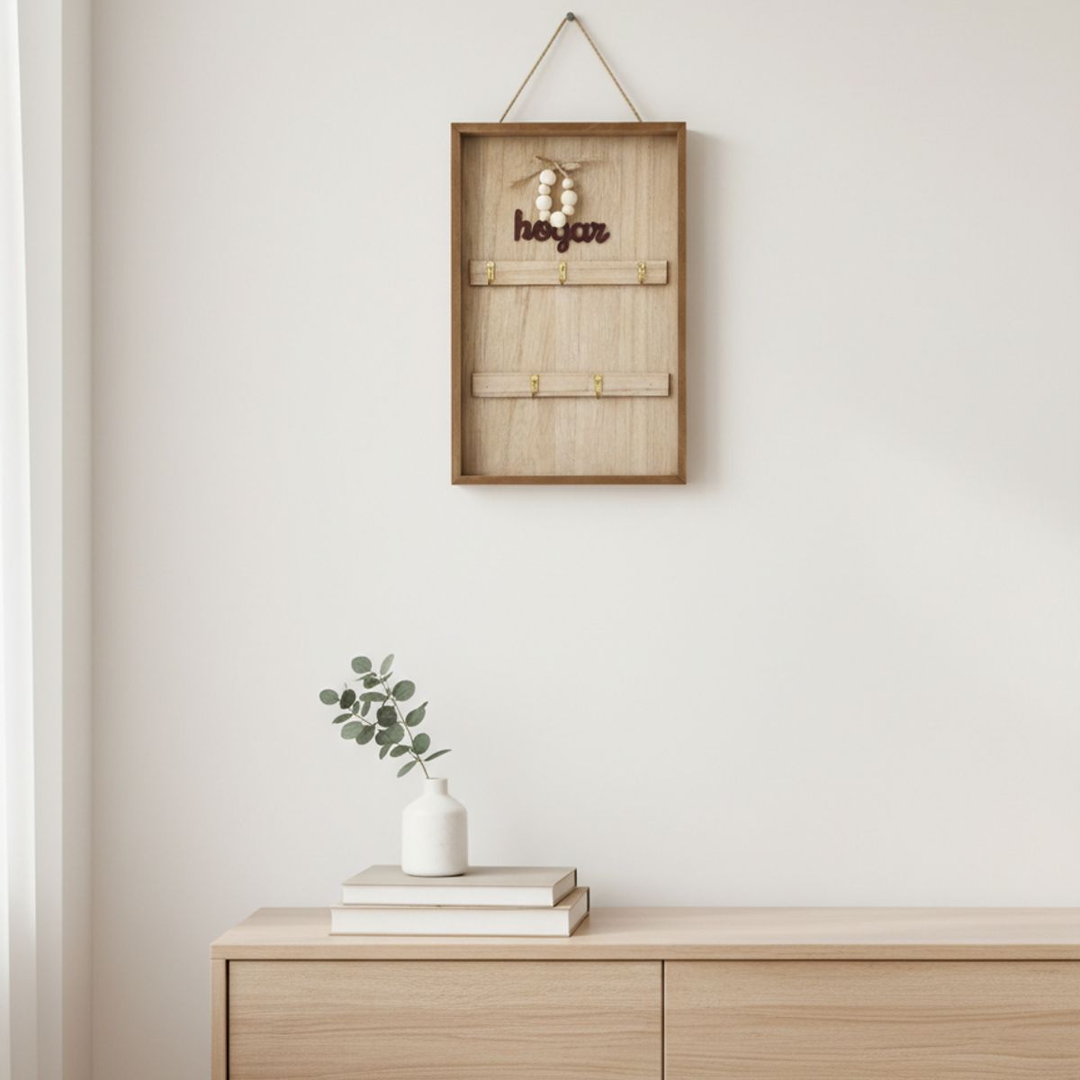 GENERICO - Porta Llave Decorativo De Madera Con 6 Ganchos para Pared