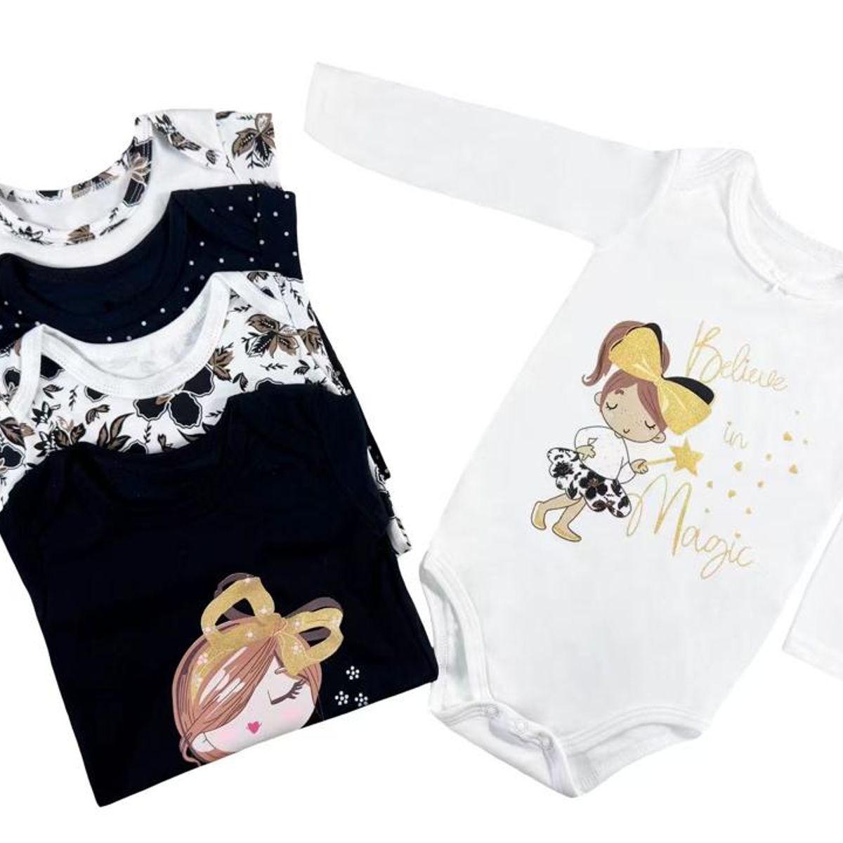 TEDMIMAK - bodys manga larga algodon  pack  5 unidades ada