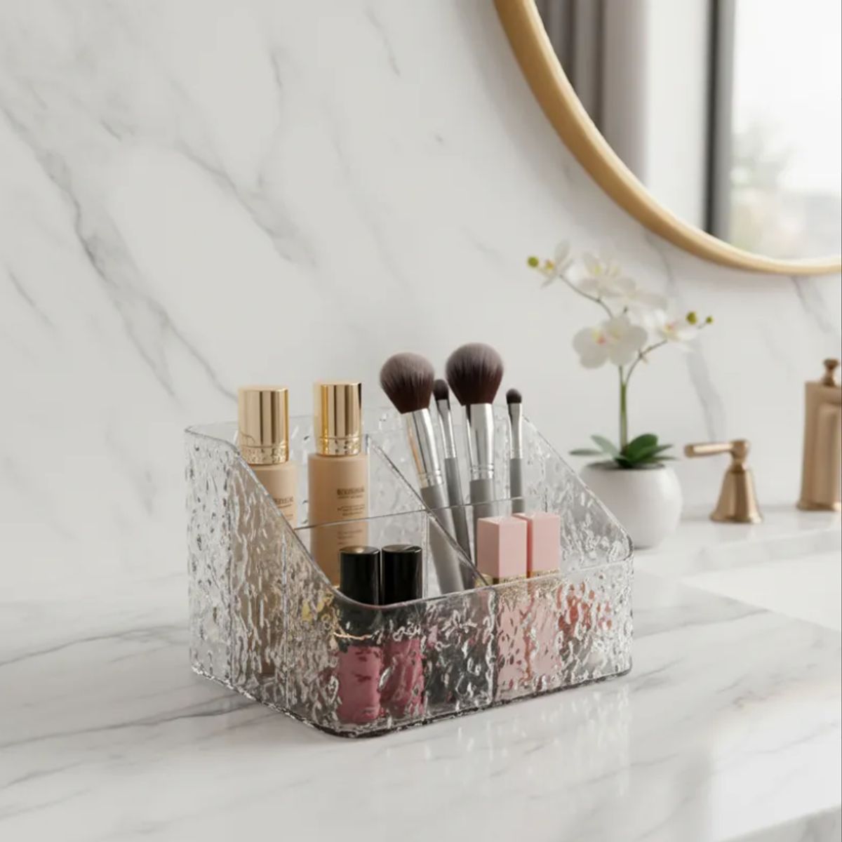 GENERICO - Organizador Acrílico Texturizado Para Maquillaje Y Escritorio