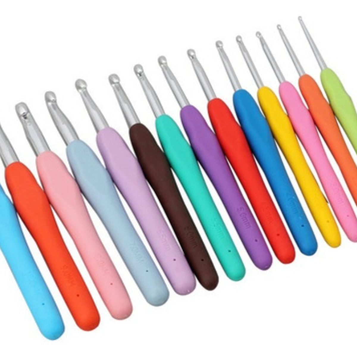 GENERICO - Set De 14 Crochet Con Mango De Silicona Ergonomico Punta Color Metal