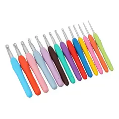 GENERICO - Set De 14 Crochet Con Mango De Silicona Ergonomico Punta Color Metal