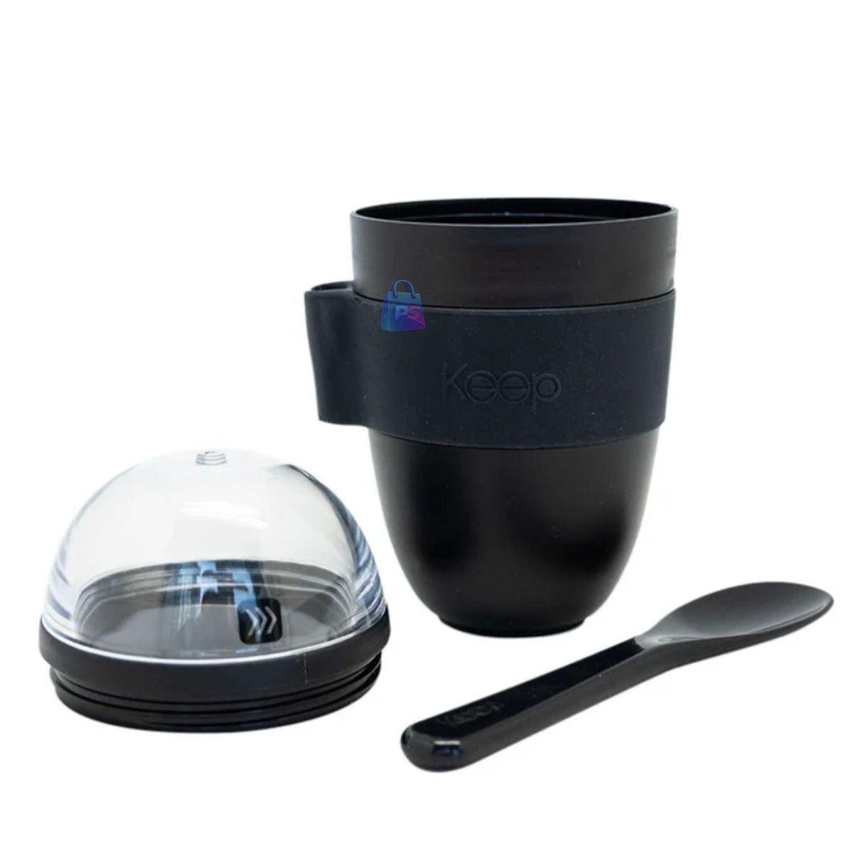 KEEP - Vaso Snack Keep 450 ml con Cucharita Negro - PS.