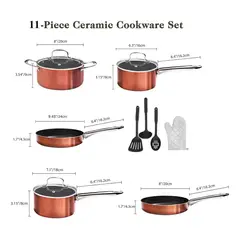 MOVI - Batería de Cocina 11 Piezas Antiadherente – Compatible con Inducción, Gas y Cocina Eléctrica