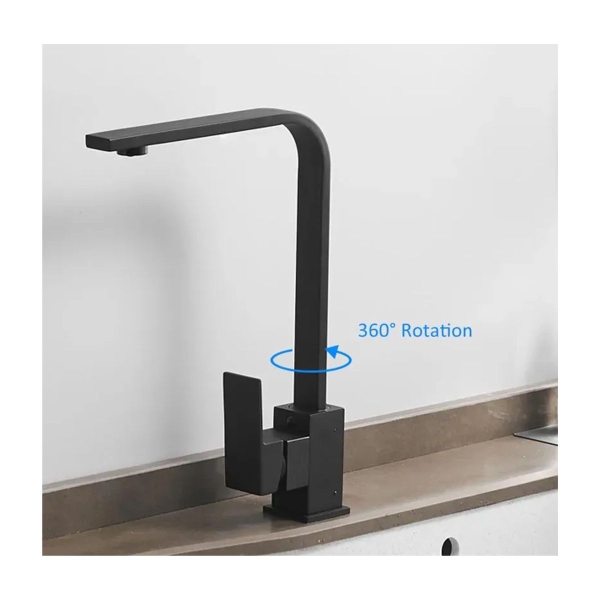 GENERICO - Llave de Lavaplatos Cocina Monomando Giratorio Negro Mate