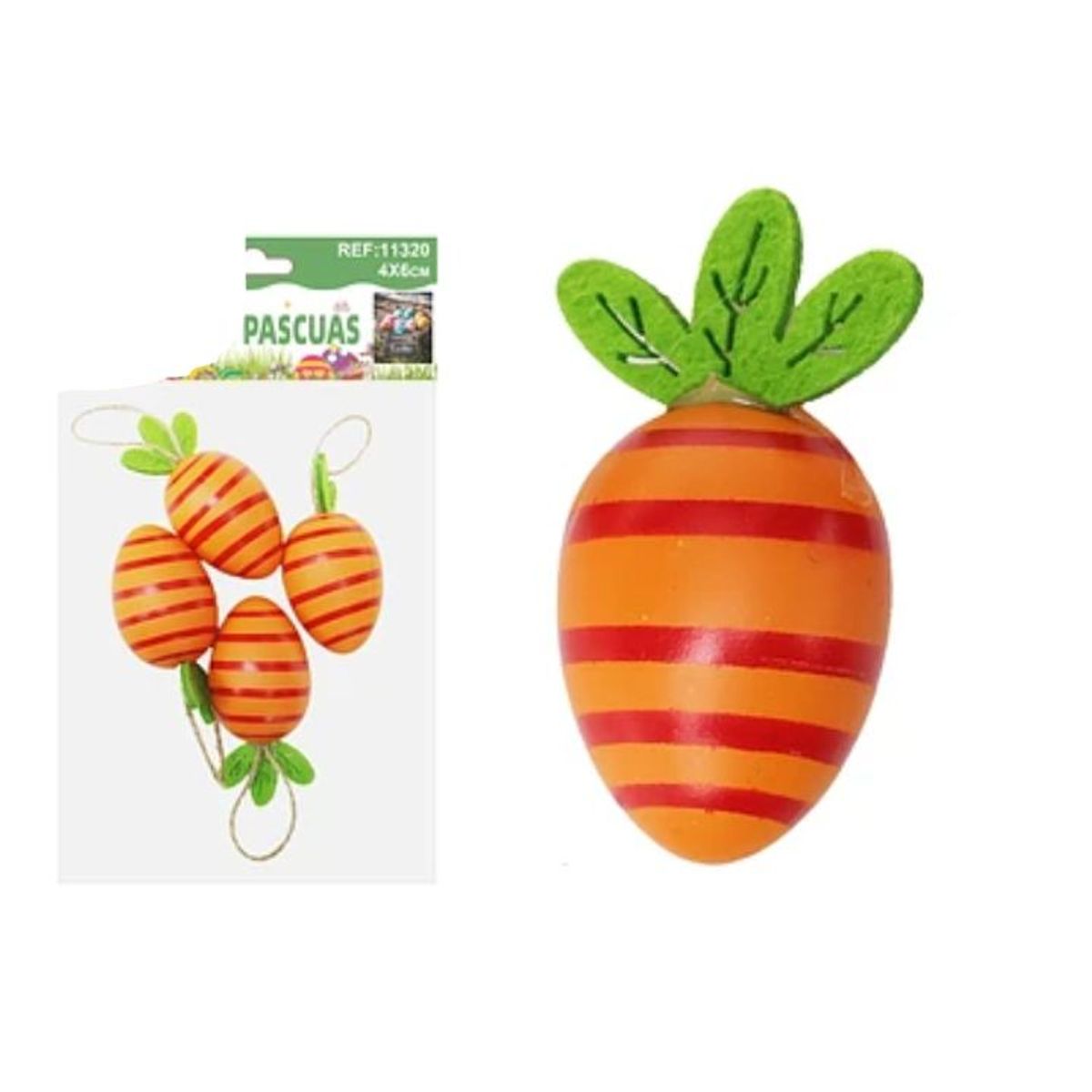 GENERICO - Huevitos con forma de zanahoria colores surtidos 4x6cm 4pcs