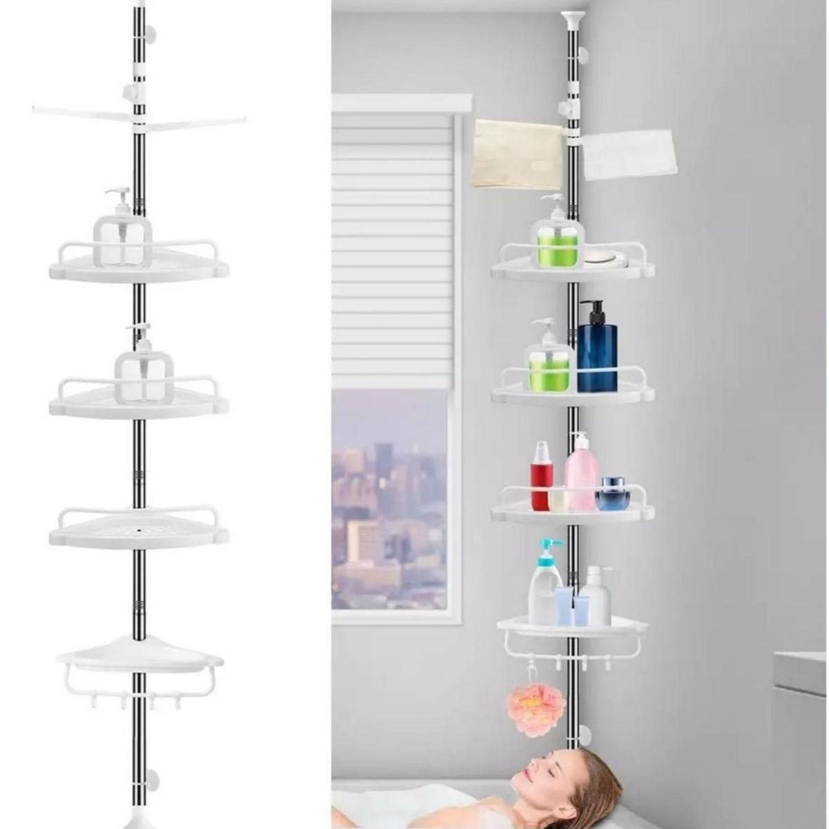 GENERICO - Esquinero De Ducha Multiuso 4 Repisas Ajustables para Baño