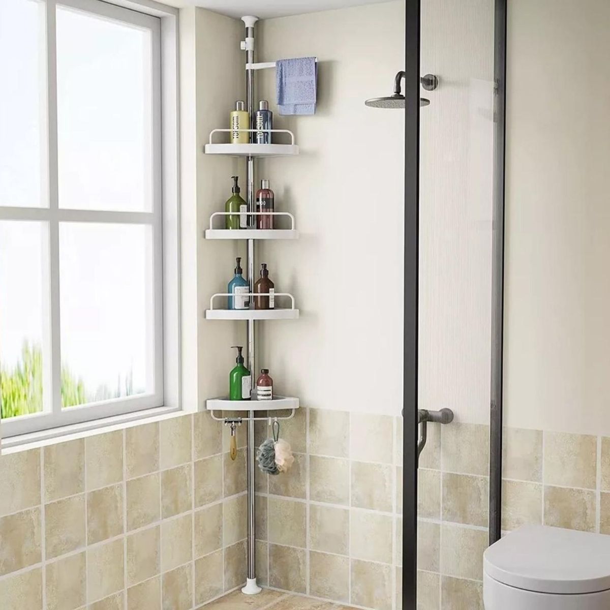 GENERICO - Esquinero De Ducha Multiuso 4 Repisas Ajustables para Baño