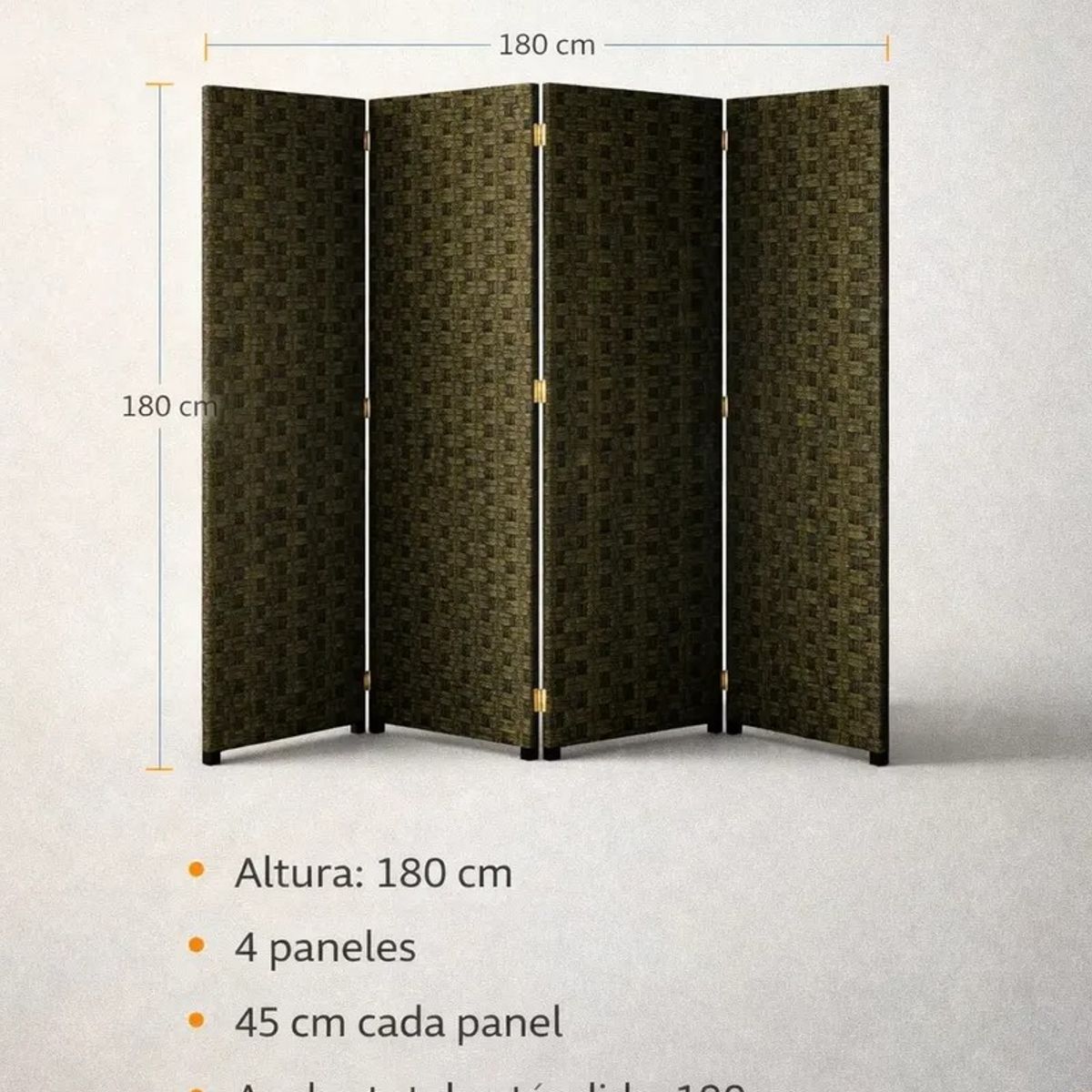 GENERICO - Vitrineon Cl Biombo Separador Ambientes 180cm 4 Paneles Verde Oscuro Elegante Tono Profundo