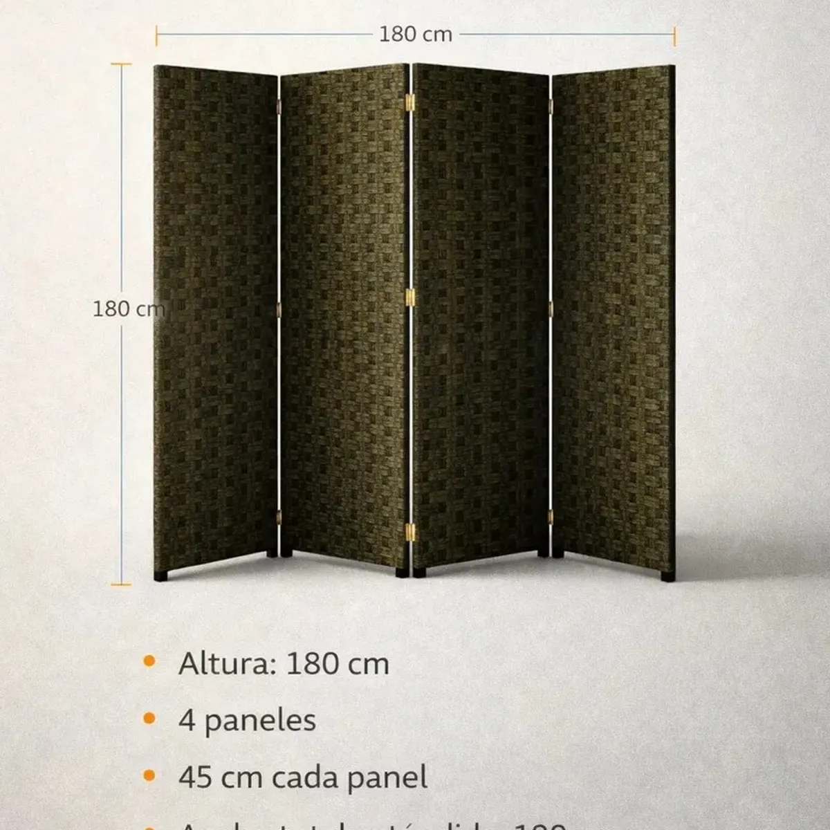 GENERICO - Biombo Divisor Ambientes 180cm Tela Plegable 4 Paneles Hogar Verde Profundo Moderno Decoracion