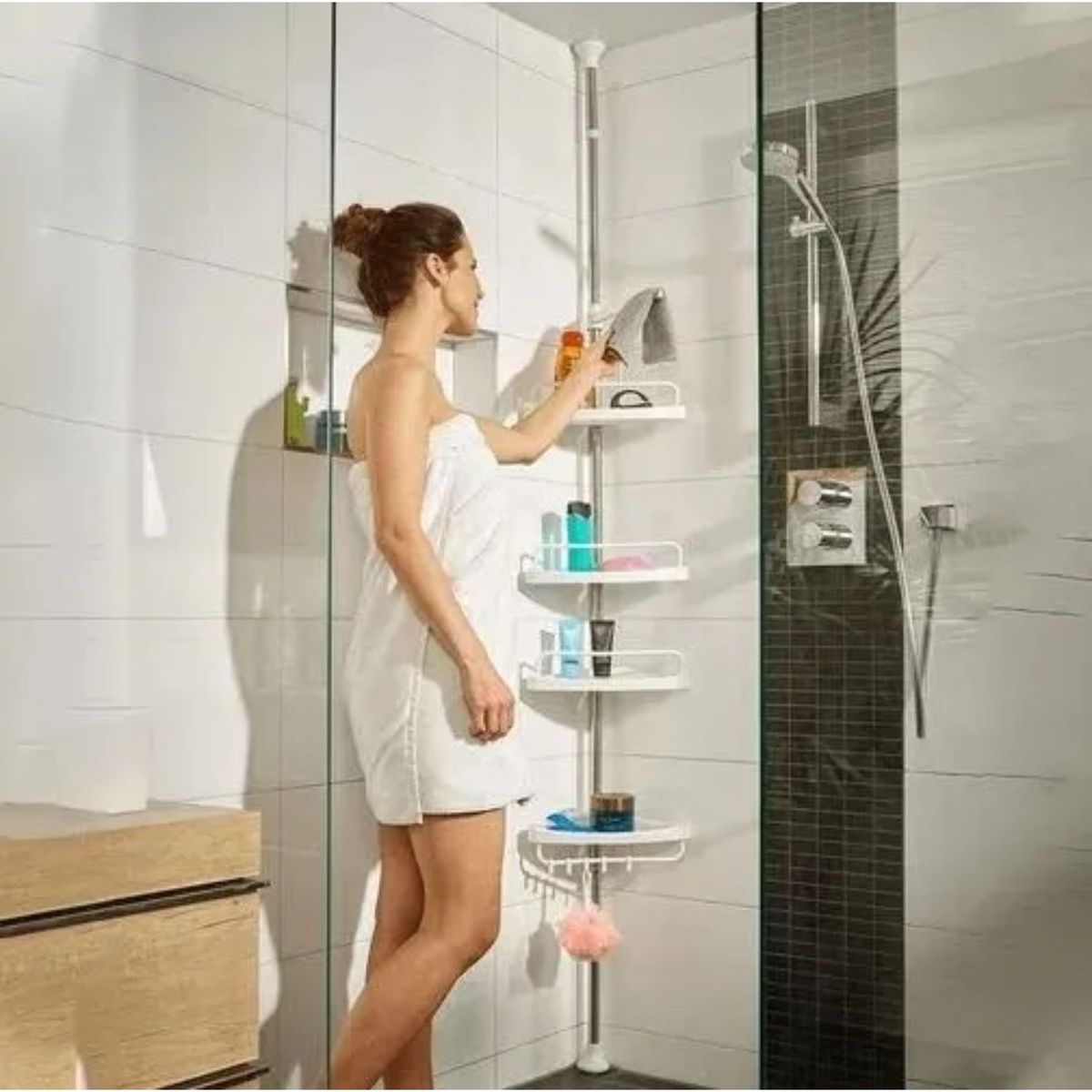 GENERICO - Esquinero De Ducha Multiuso 4 Repisas Ajustables para Baño
