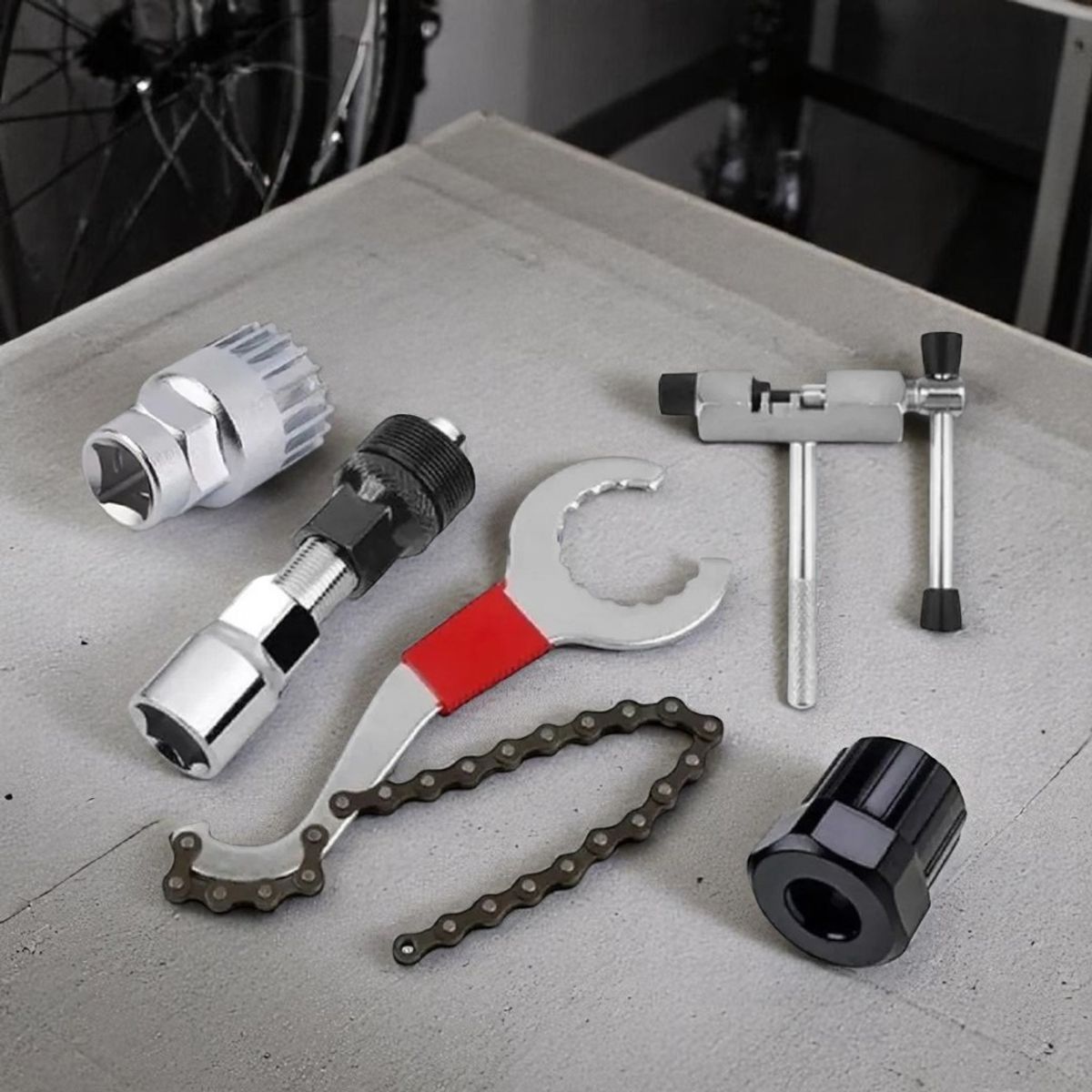 GENERICO - Kit Herramientas Bici Extractor Corta Cadena Llave Biela