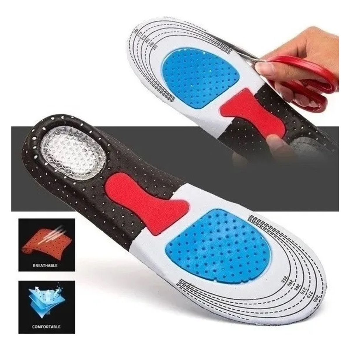 GENERICO - Plantillas Silicona Gel Ajustables Plantillas Ortopedicas Plantillas Deportivas Anti Golpes Alivio Espolon Fascitis Plantar Marin Shop 3 Pares