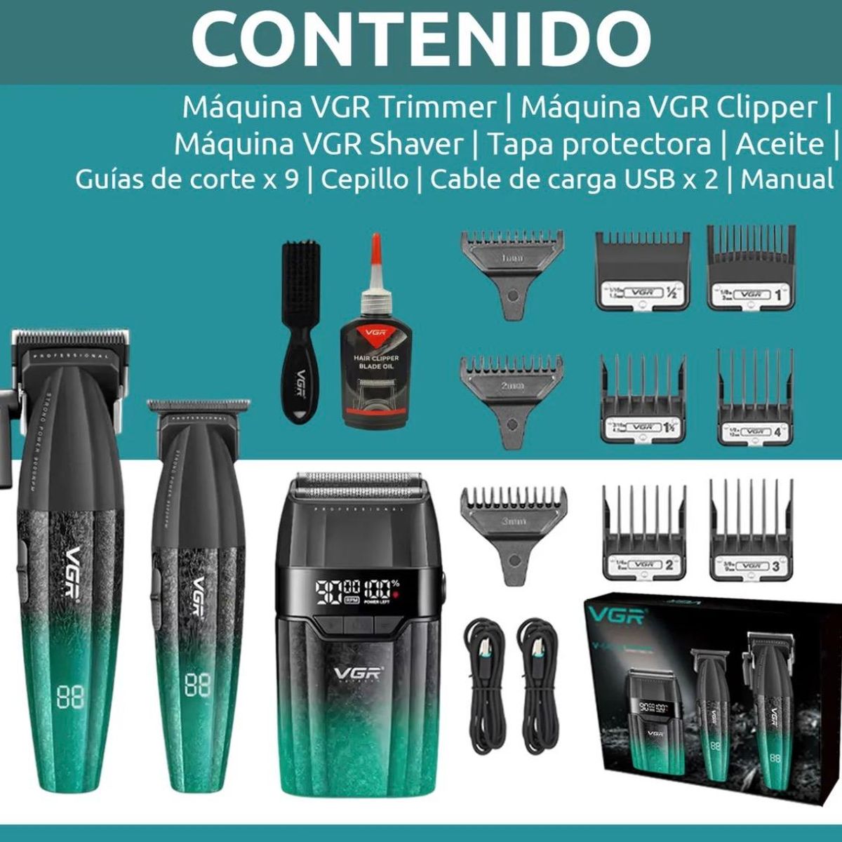 VGR - Maquina Cortar pelo Profesional VGR V-640 S3 de 9000RPM