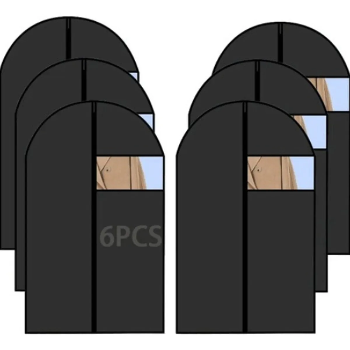 GENERICO - Pack 6 Funda Cubre Vestido Traje Guarda Terno 100×60cm Negro