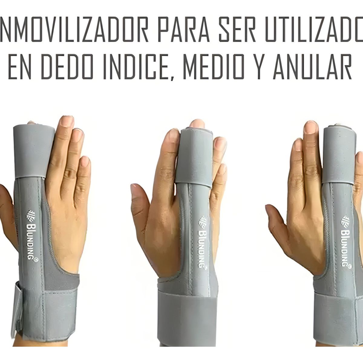 BLUNDING - Férula Muñequera Blunding Ajustable Dedo Índice Medio Anular Gris