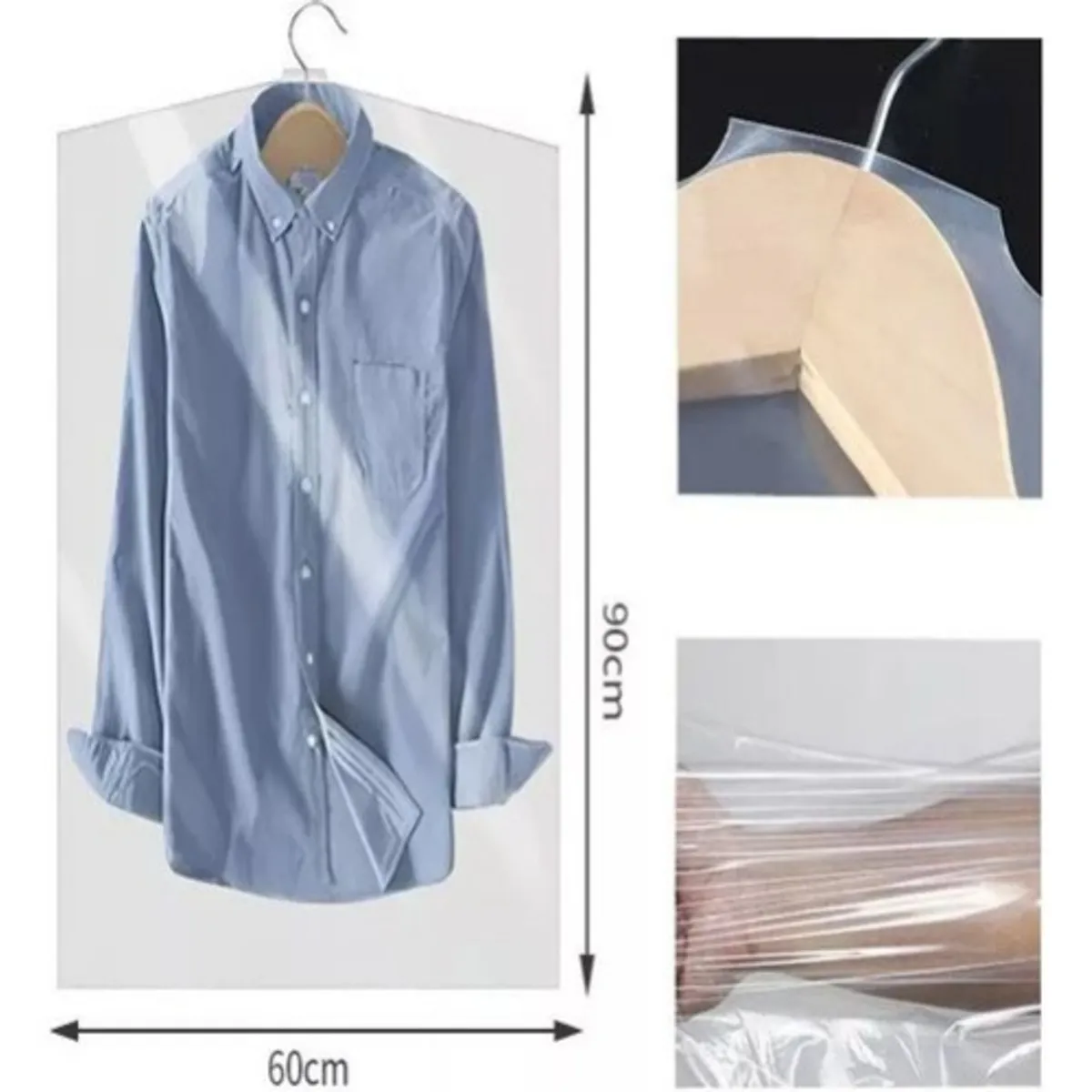 GENERICO - 100 Bolsas Transparentes Fundas Para Ropa Trajes 60x90cm Transparente