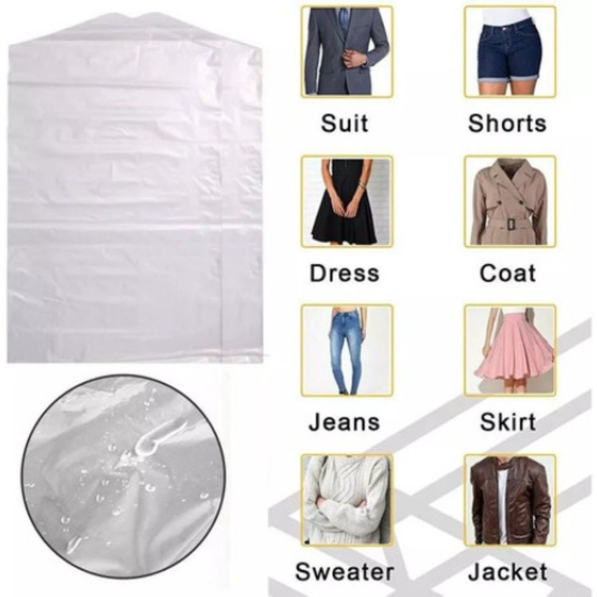 GENERICO - 100 Bolsas Transparentes Fundas Para Ropa Trajes 60x90cm Transparente