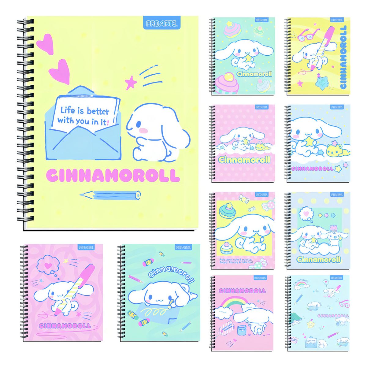 GENERICO - Cuaderno Universitario Proarte 100h 7mm Cinnamoroll Pack 10