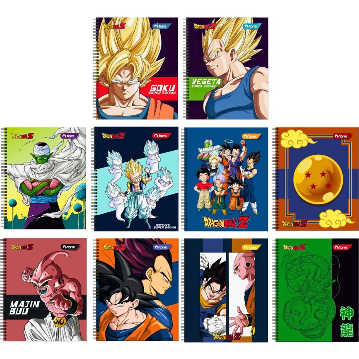 GENERICO - Pack 10 Cuadernos Espiral Torre Dragon Ball Z Agua