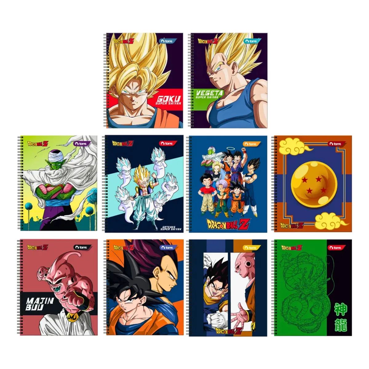 GENERICO - Pack 10 Cuadernos Espiral Torre Dragon Ball Z Agua