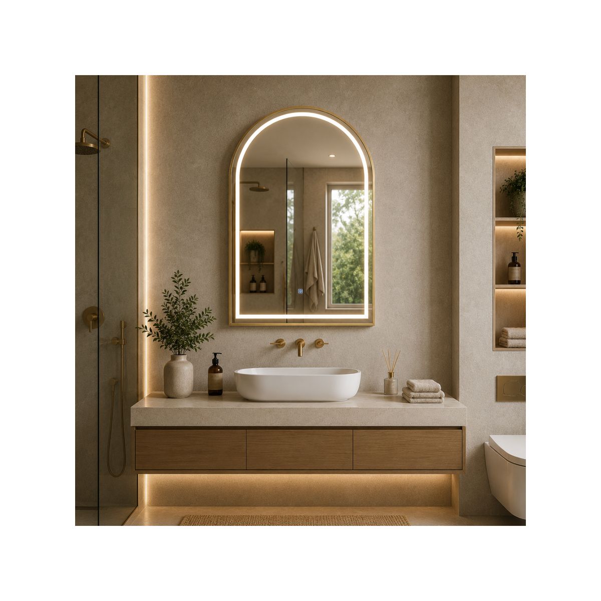 GENERICO - Espejo LED Arco L06 Golden 70x90 cm