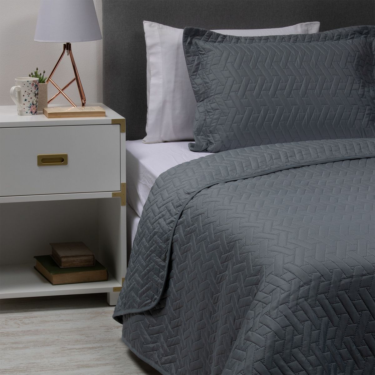 ZAHR - Cubrecama Liso Single Gris Zahr