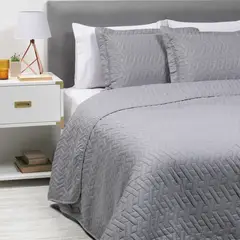 ZAHR - Cubrecama Liso Doble Gris