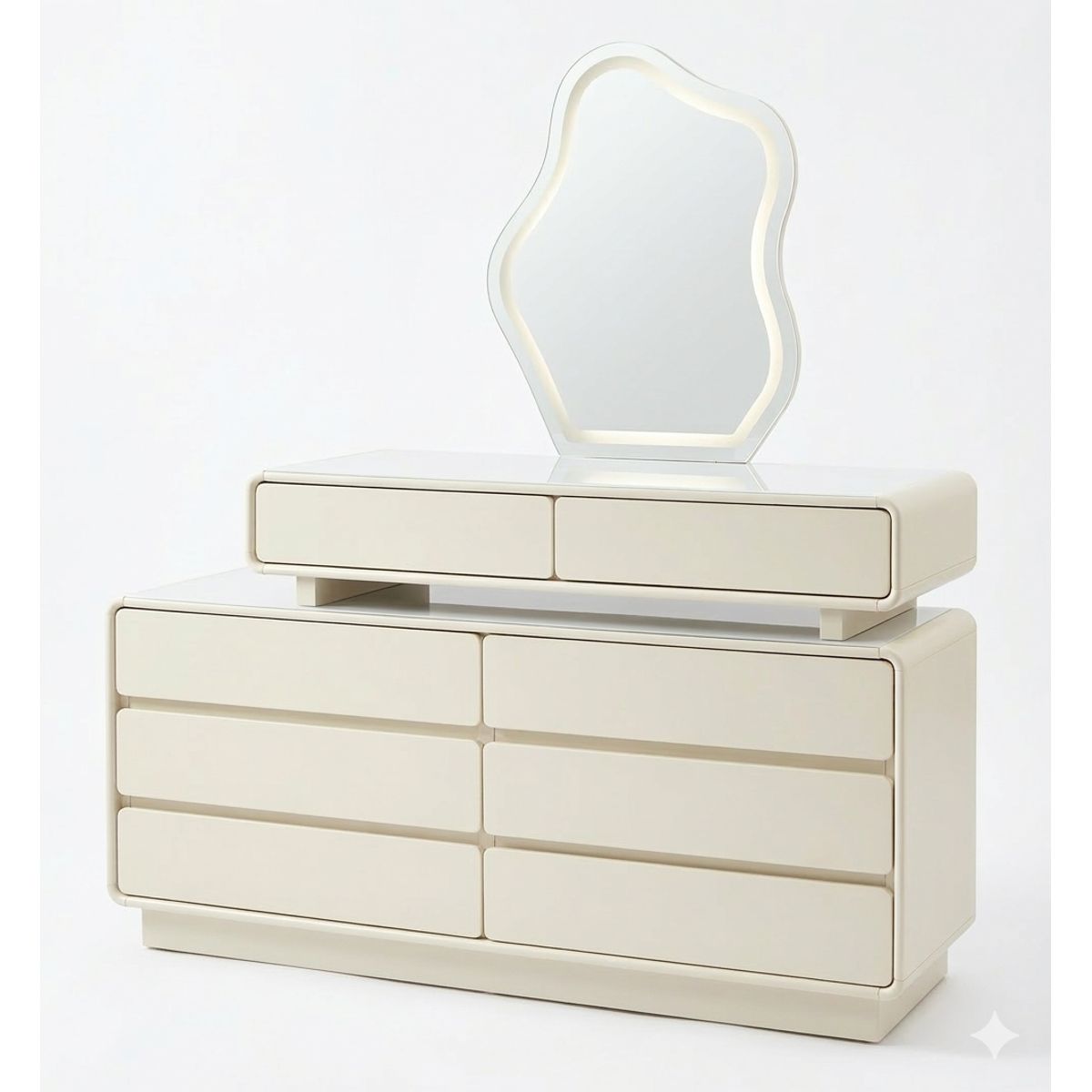 GENERICO - Cómoda-Tocador Modular Luna Curve  Set Premium con Espejo LED Irregular