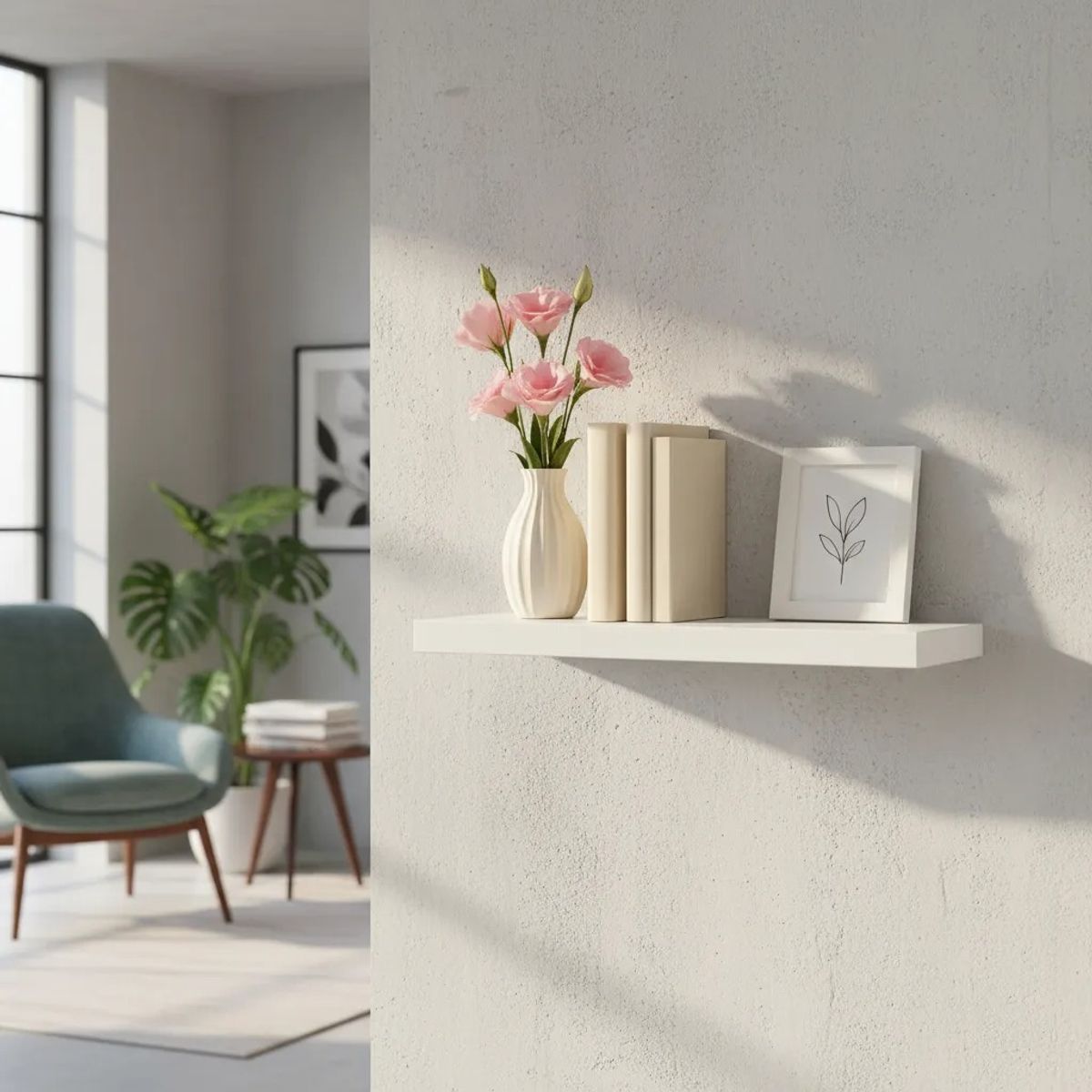 GENERICO - Estanteria Suspendida Decorativa Sala Baño Orden Mdf 50x15cm Madera Clara Escandinava Estilo Natural