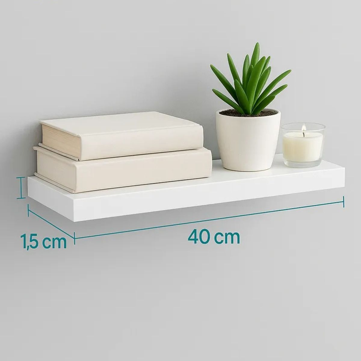 GENERICO - Estanteria Suspendida Decorativa Sala Baño Orden Mdf 50x15cm Madera Clara Escandinava Estilo Natural