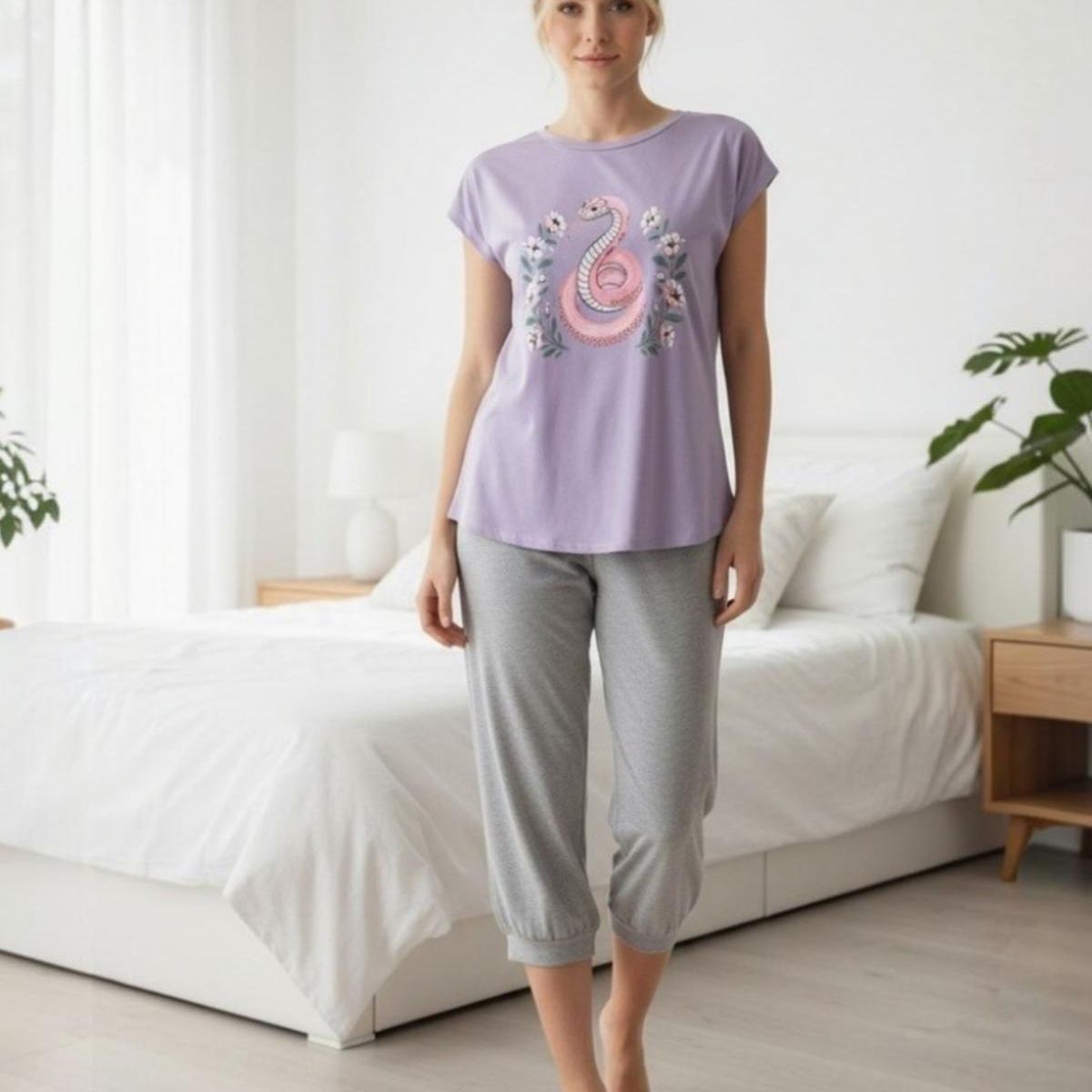 KOWHAI - Pijama Mujer Algodón Estampado Snake