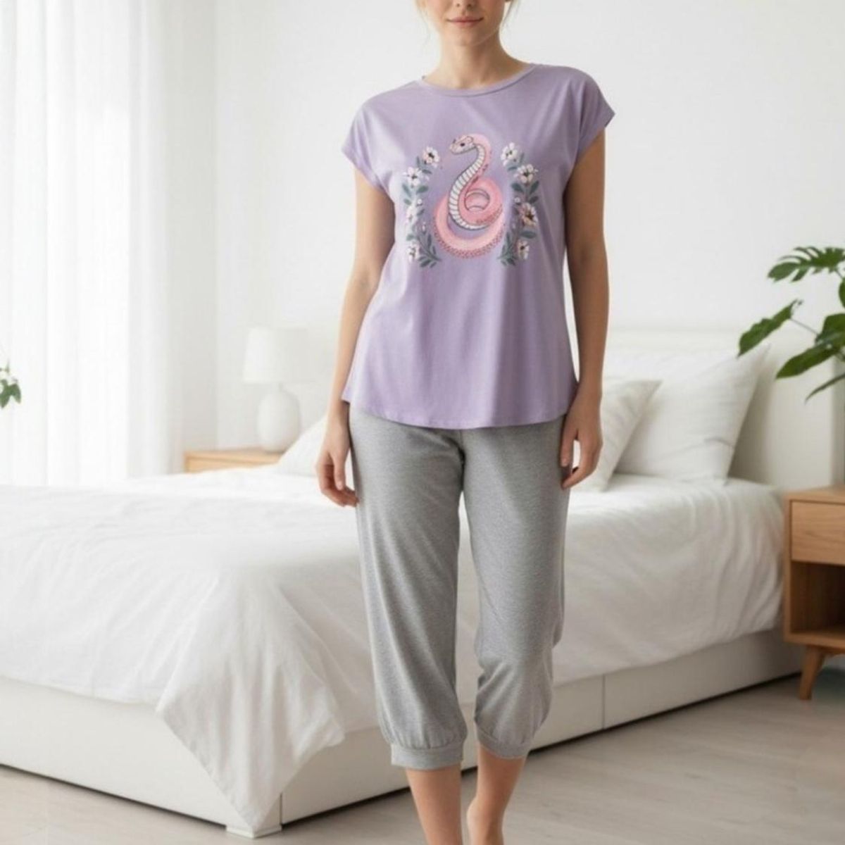 KOWHAI - Pijama Mujer Algodón Estampado Snake