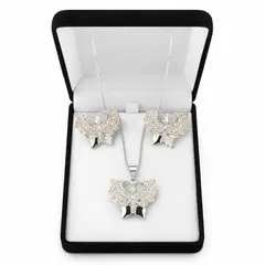 JOYAS MYTOKE - Conjunto Plata 925 Mariposa Piedras Circones Mujer