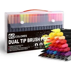 MASTER PROX - Marcadores Doble Punta Tipo Pincel 60 Colores