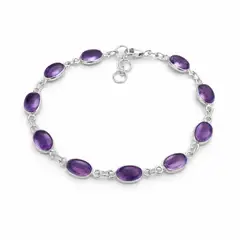 JOYAS MYTOKE - Pulsera Piedras Amatista Plata Fina 925 Exclusiva